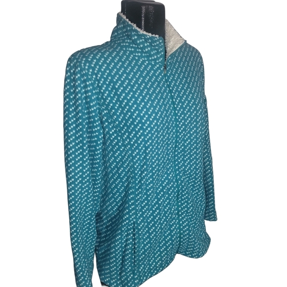 L.L.Bean Teal Colored Fleece Zipper Front Lightweight Jacket XL - Picture 3 of 7